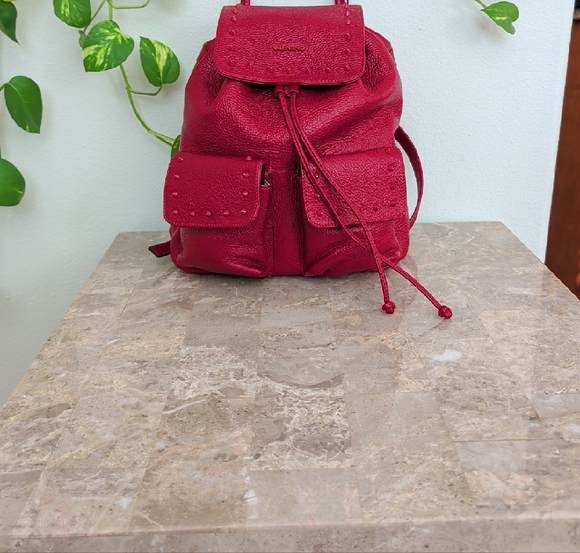 NWT Mario Valentino Red Studded Backpack - Picture 3 of 13